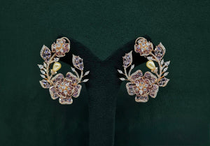 Petal & Pearl Cz Earrings 09078 - KRISHNA'S SWETA JEWELLERY