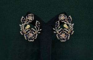 Petal & Pearl Cz Earrings 09078 - KRISHNA'S SWETA JEWELLERY