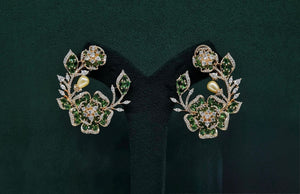 Petal & Pearl Cz Earrings 09078 - KRISHNA'S SWETA JEWELLERY