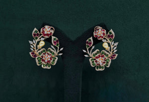 Petal & Pearl Cz Earrings 09078 - KRISHNA'S SWETA JEWELLERY