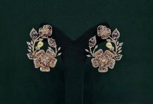 Petal & Pearl Cz Earrings 09078 - KRISHNA'S SWETA JEWELLERY
