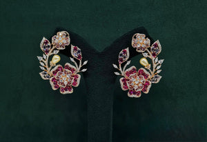 Petal & Pearl Cz Earrings 09078 - KRISHNA'S SWETA JEWELLERY