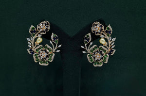 Petal & Pearl Cz Earrings 09078 - KRISHNA'S SWETA JEWELLERY