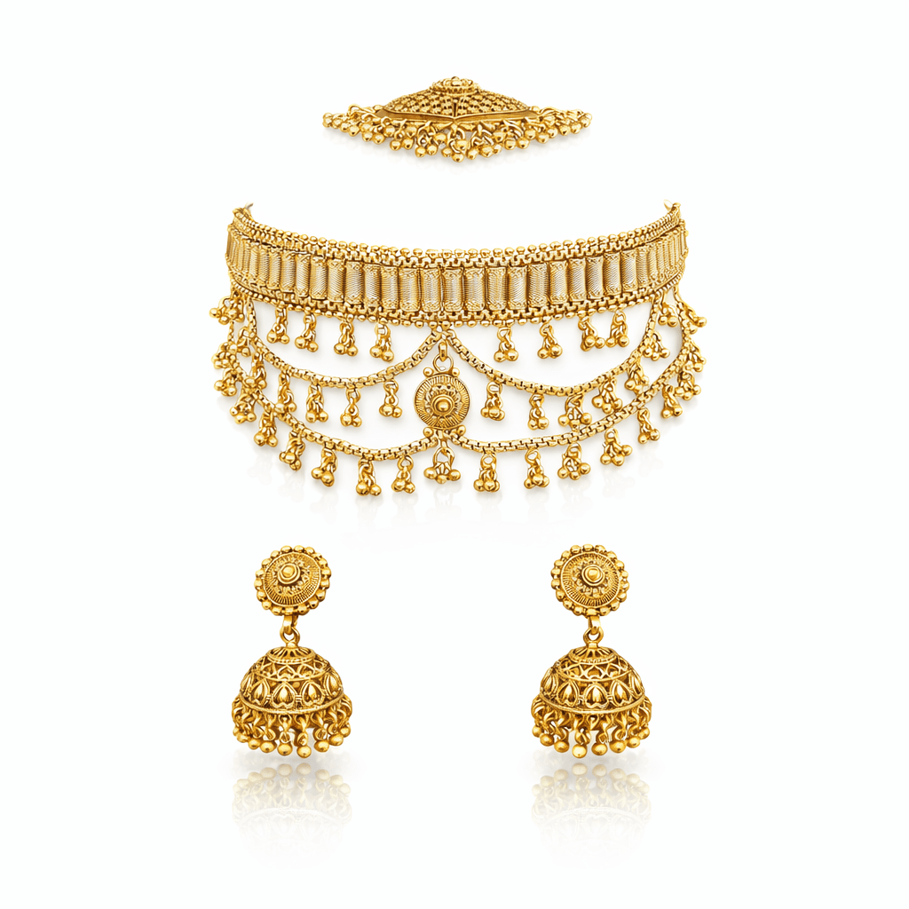 Premium Traditional Gold-Plated Choker Set 09619 - KRISHNA'S SWETA JEWELLERY