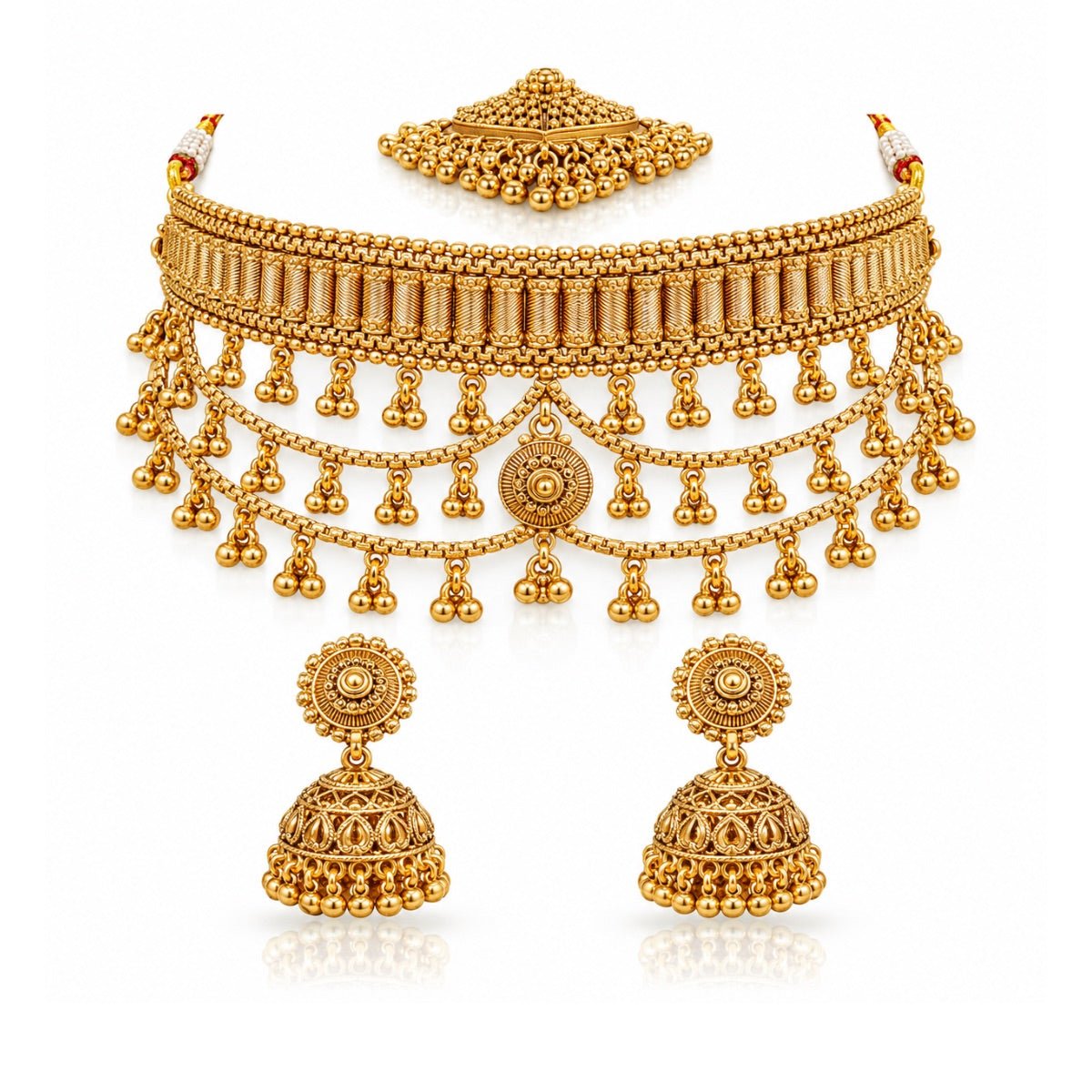 Premium Traditional Gold-Plated Choker Set 09619 - Krishna's Sweta Jewellery