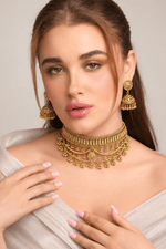 Premium Traditional Gold-Plated Choker Set 09619 - Krishna's Sweta Jewellery