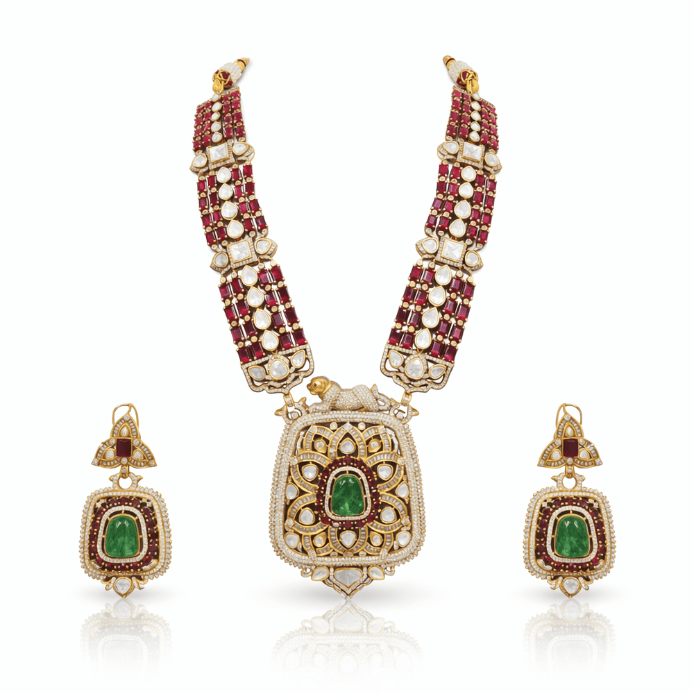 Rajwada Kundan Necklace 08966 - KRISHNA'S SWETA JEWELLERY