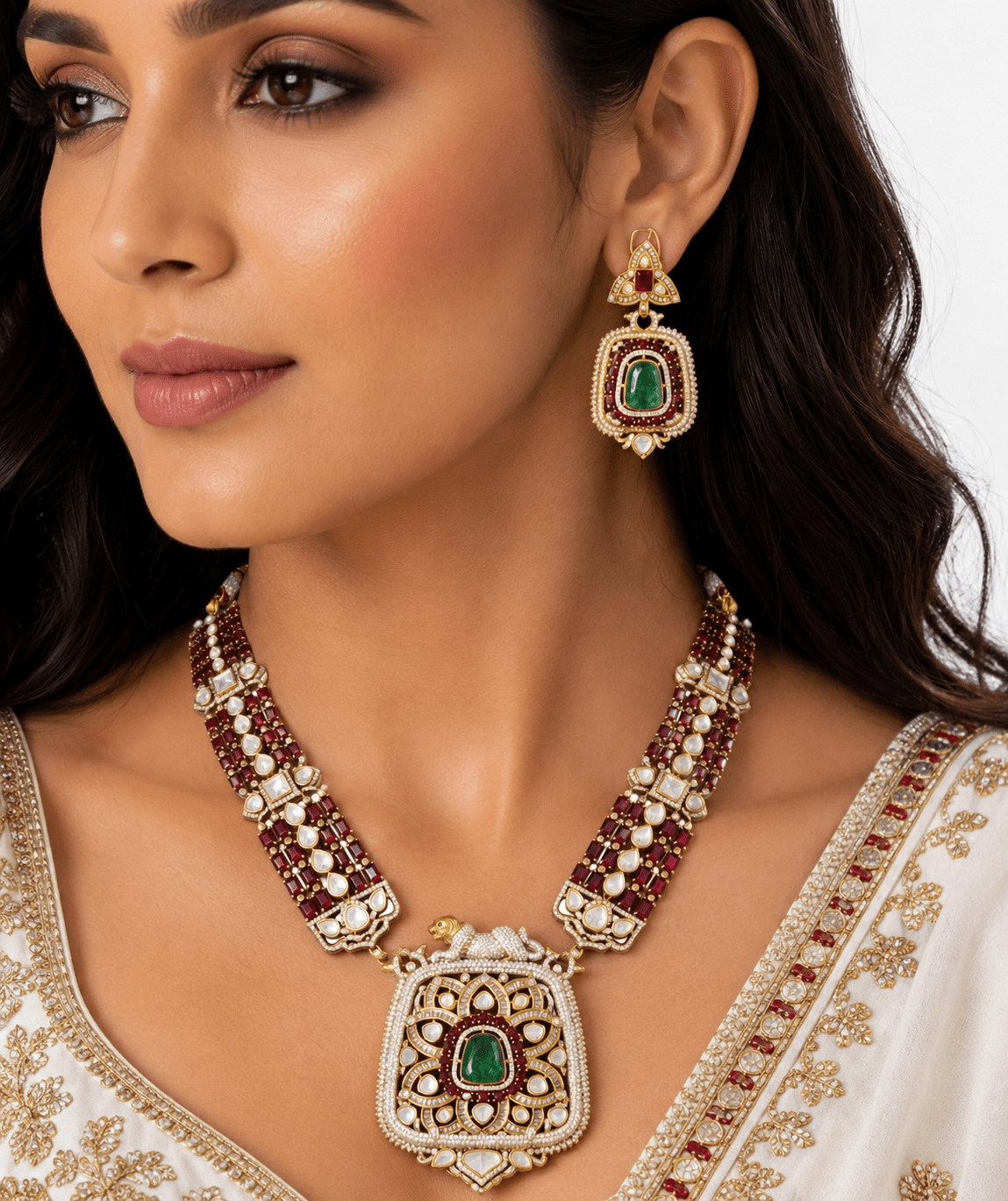 Rajwada Kundan Necklace 08966 - KRISHNA'S SWETA JEWELLERY