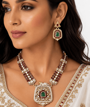 Rajwada Kundan Necklace 08966 - KRISHNA'S SWETA JEWELLERY