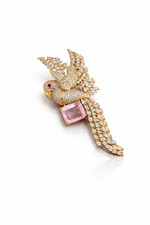 Rose Gold Macaw Brooch 08691 - KRISHNA'S SWETA JEWELLERY