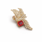 Rose Gold Macaw Brooch 08691 - KRISHNA'S SWETA JEWELLERY