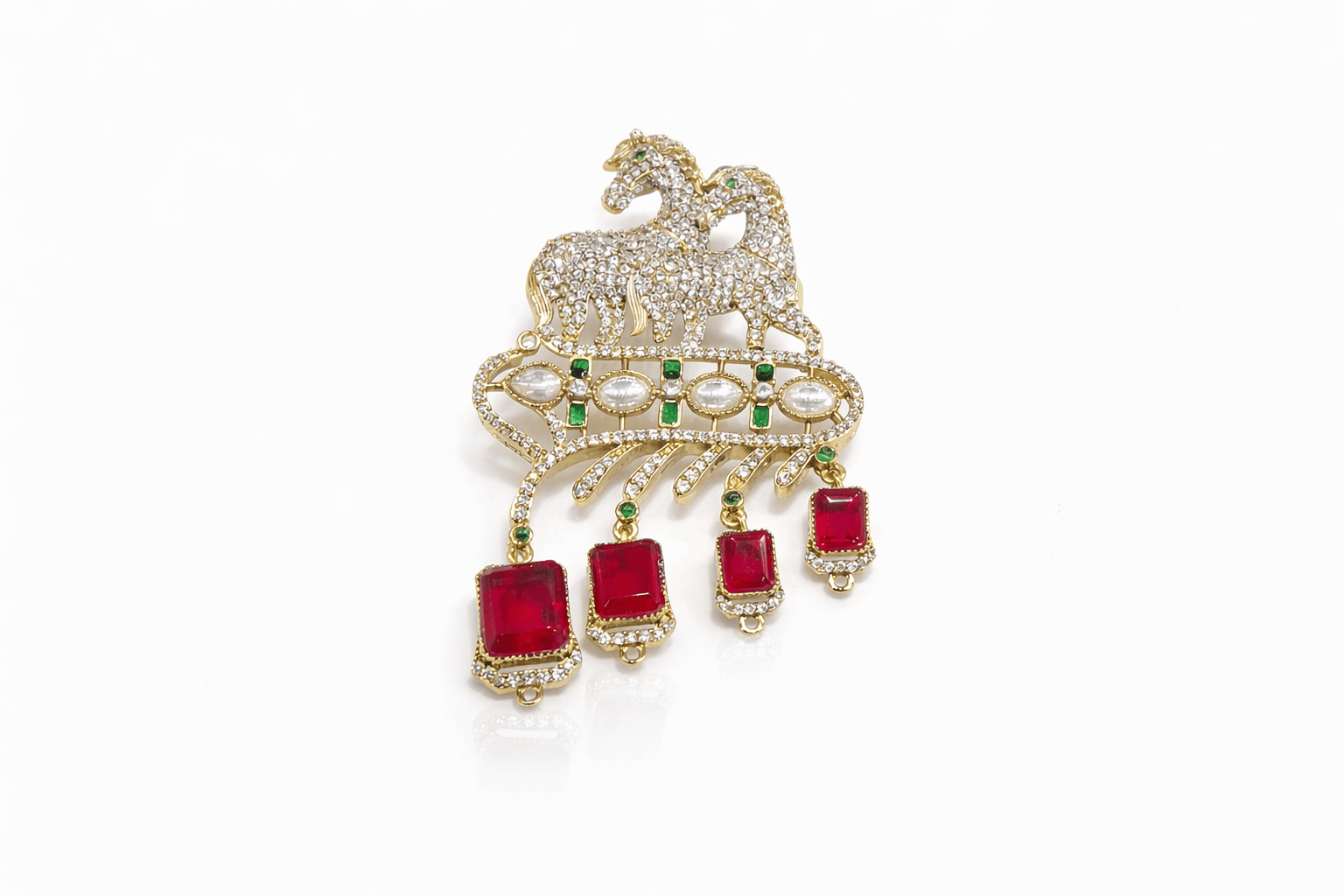 Royal Horse Brooch 08772 - KRISHNA'S SWETA JEWELLERY