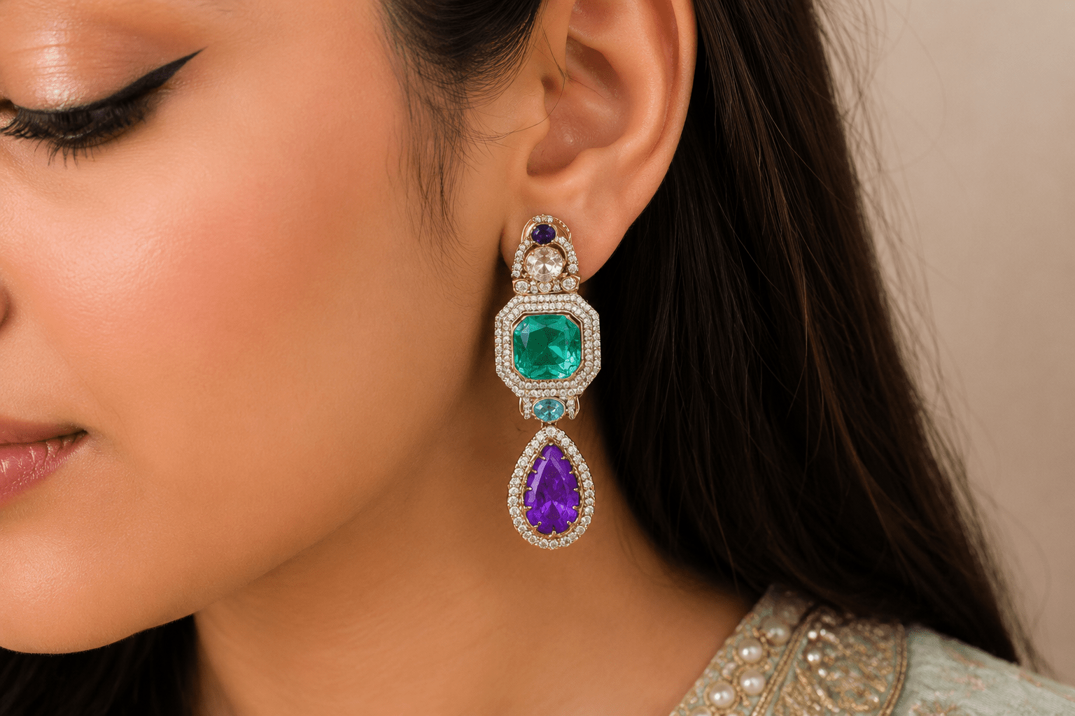 Sabyasachi Earrings 09298 - KRISHNA'S SWETA JEWELLERY
