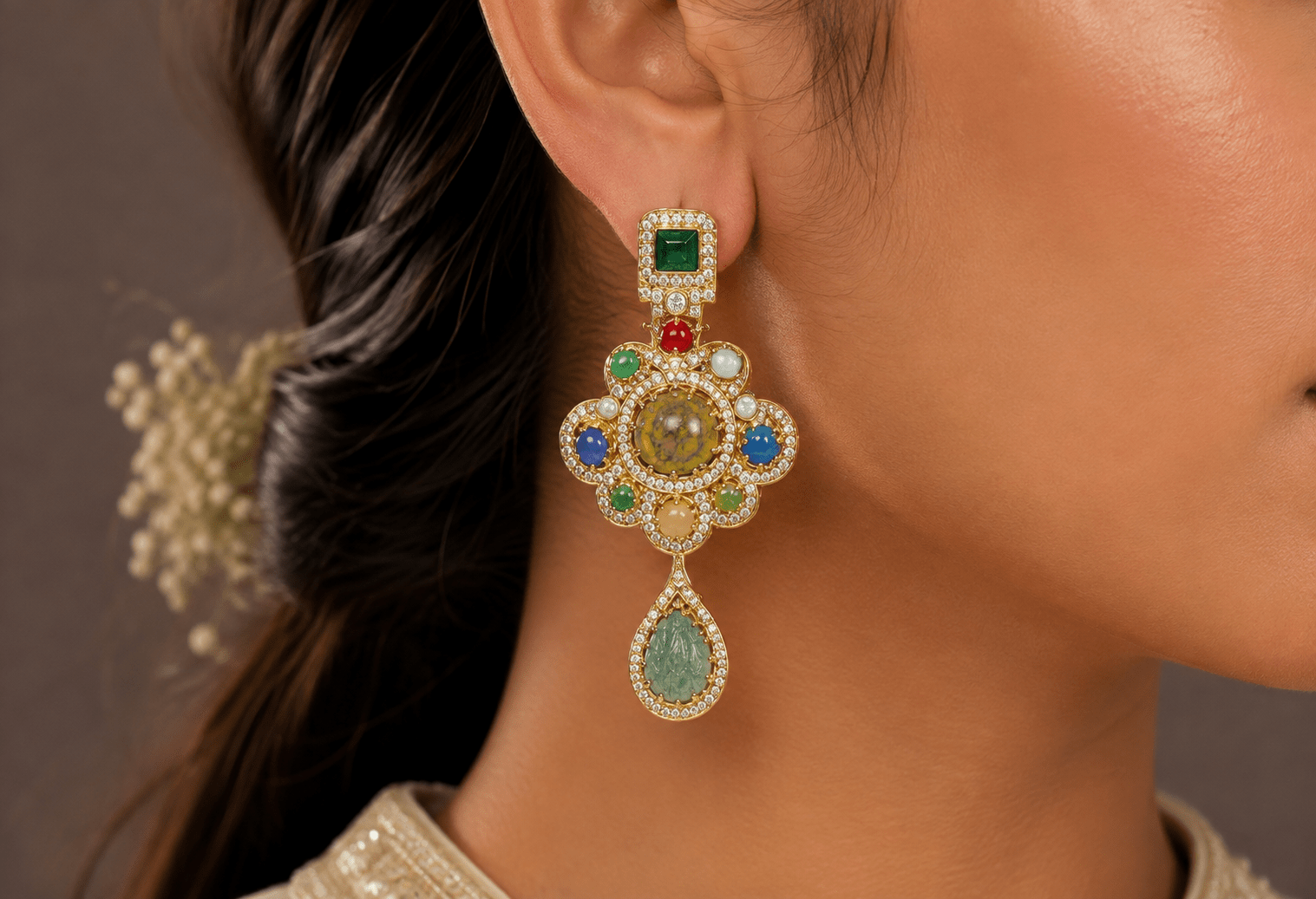 Sabyasachi Earrings 09404 - KRISHNA'S SWETA JEWELLERY