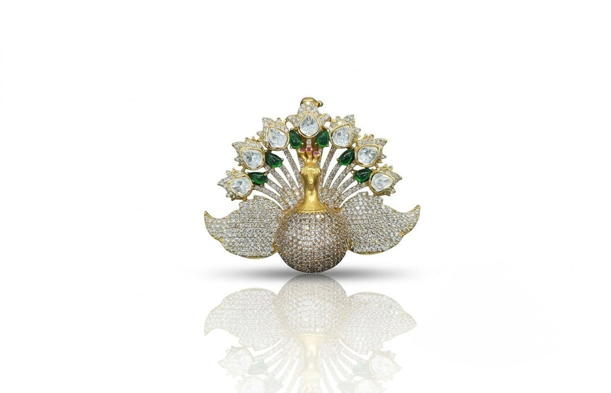 Sovereign Peacock Brooch 08501 - KRISHNA'S SWETA JEWELLERY