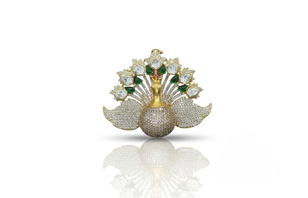 Sovereign Peacock Brooch 08501 - KRISHNA'S SWETA JEWELLERY