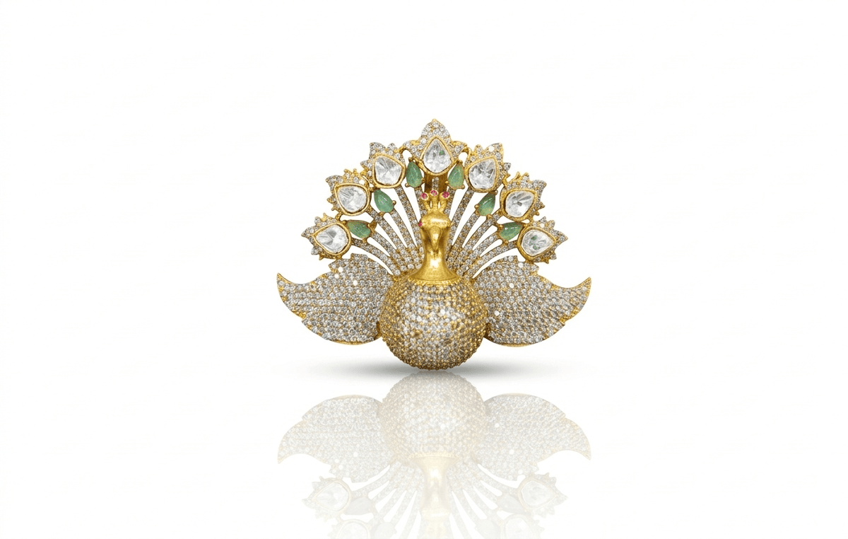 Sovereign Peacock Brooch 08501 - KRISHNA'S SWETA JEWELLERY
