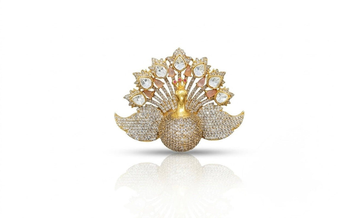 Sovereign Peacock Brooch 08501 - KRISHNA'S SWETA JEWELLERY
