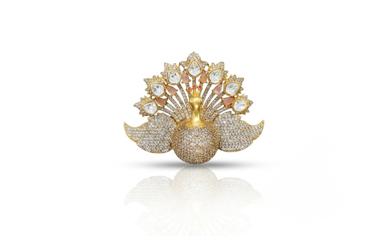 Sovereign Peacock Brooch 08501 - KRISHNA'S SWETA JEWELLERY