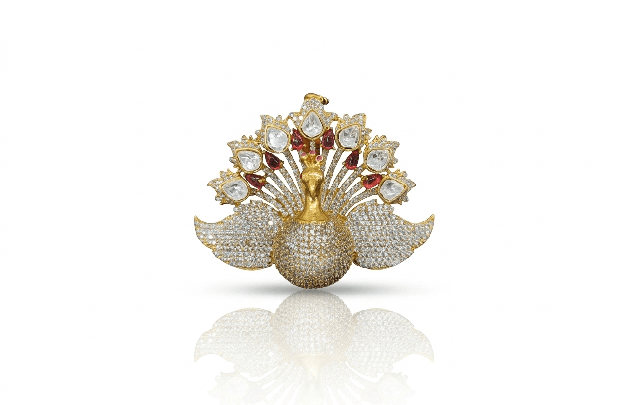 Sovereign Peacock Brooch 08501 - KRISHNA'S SWETA JEWELLERY