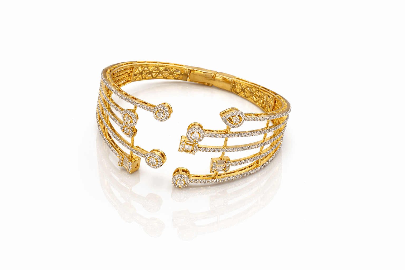 Starlight Bloom Cz Cuff 08911 - KRISHNA'S SWETA JEWELLERY
