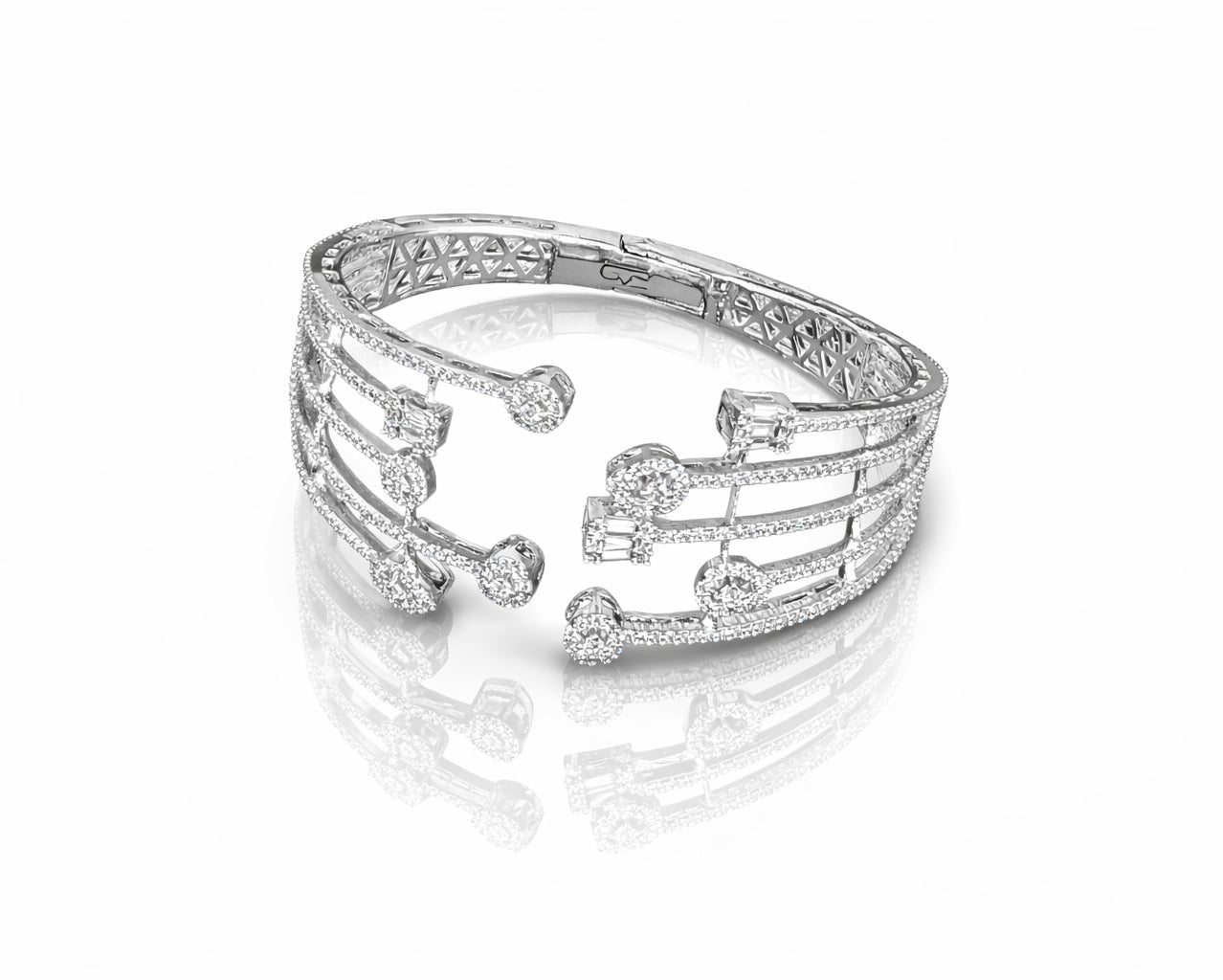 Starlight Bloom Cz Cuff 08911 - KRISHNA'S SWETA JEWELLERY