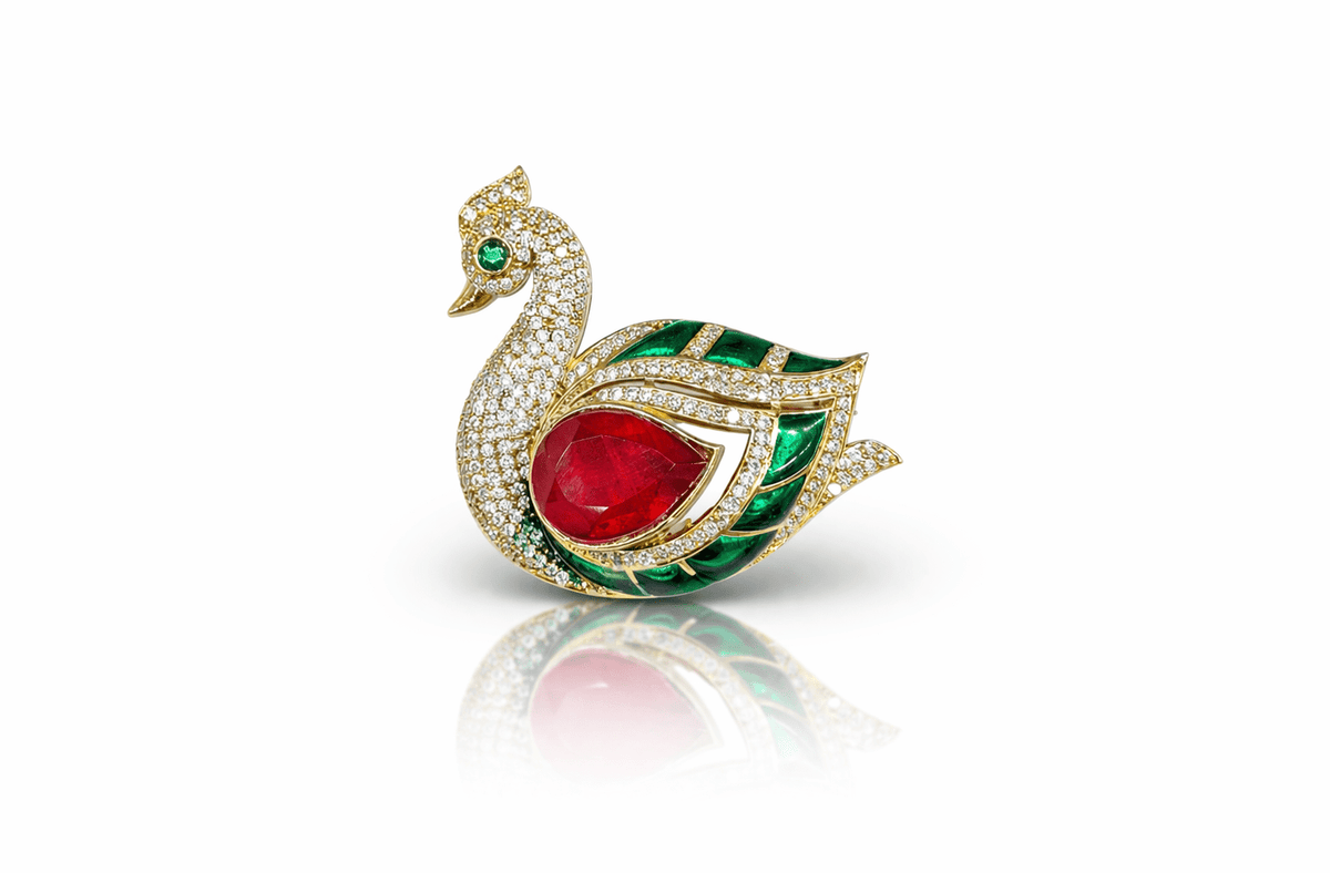 Swan Brooch 04062 - KRISHNA'S SWETA JEWELLERY