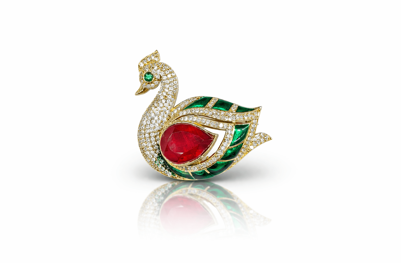 Swan Brooch 04062 - KRISHNA'S SWETA JEWELLERY