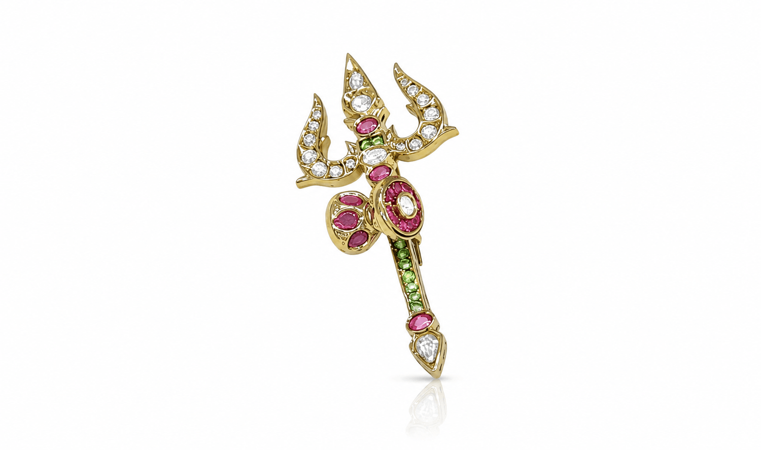 Trishul-Damru Brooch 12241 - KRISHNA'S SWETA JEWELLERY