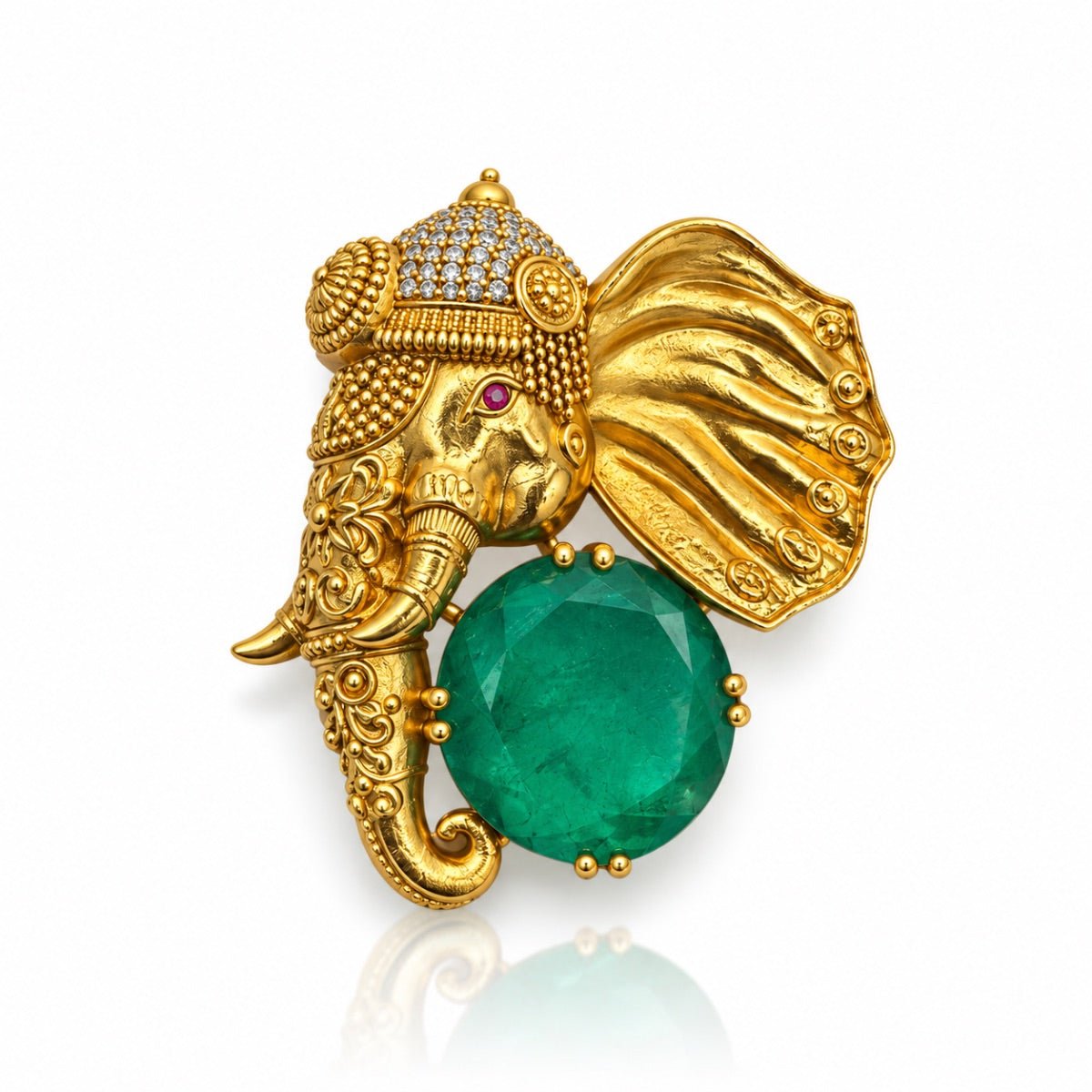Vakratund Brooch 09640 - Krishna's Sweta Jewellery