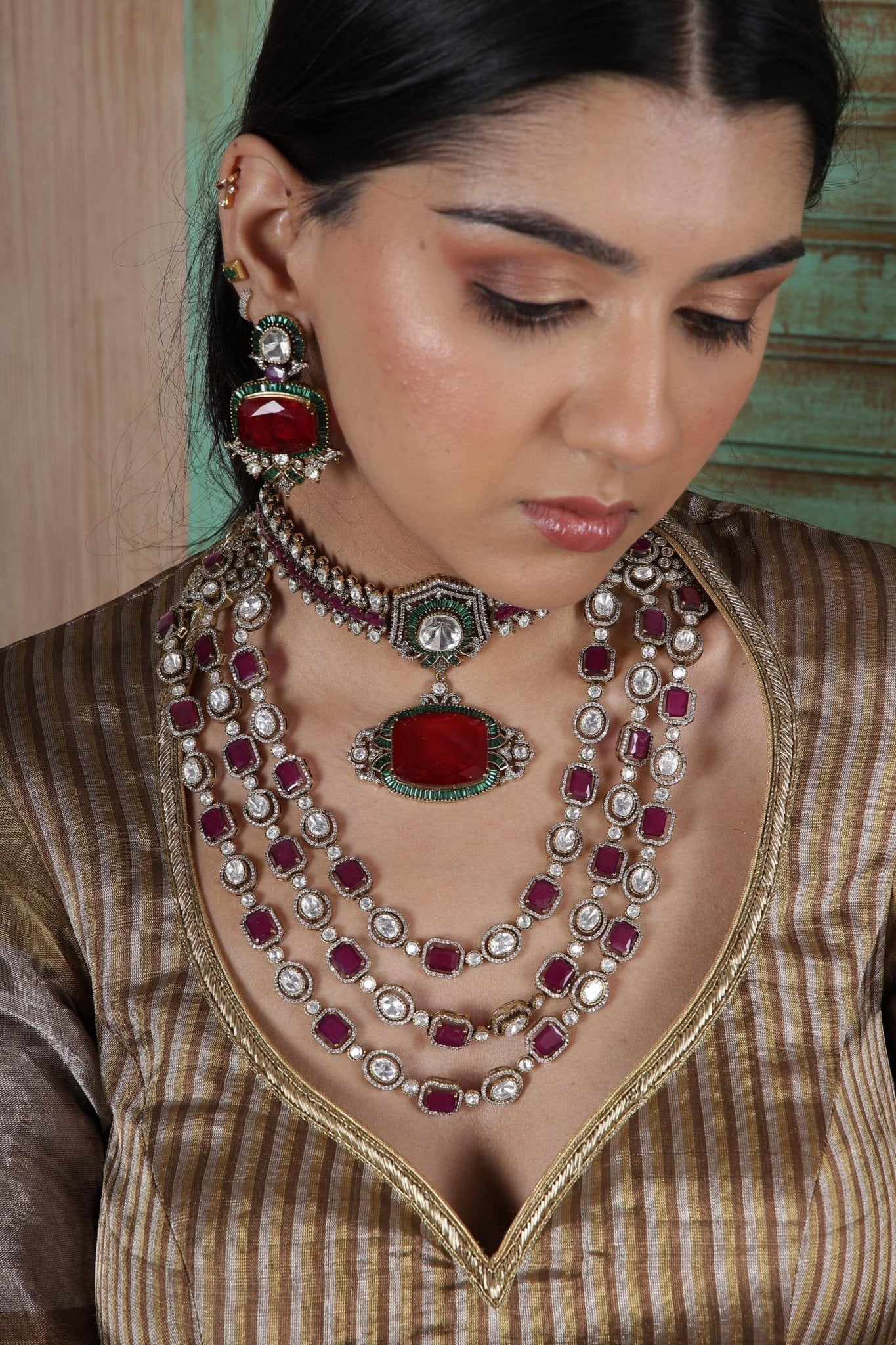 Victorian Bridal Set 01618 - KRISHNA'S SWETA JEWELLERY