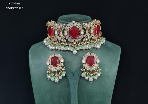 Victorian Kundan Choker 02665 - KRISHNA'S SWETA JEWELLERY