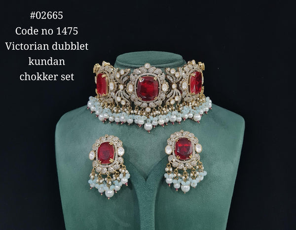 Victorian Kundan Choker 02665 - KRISHNA'S SWETA JEWELLERY