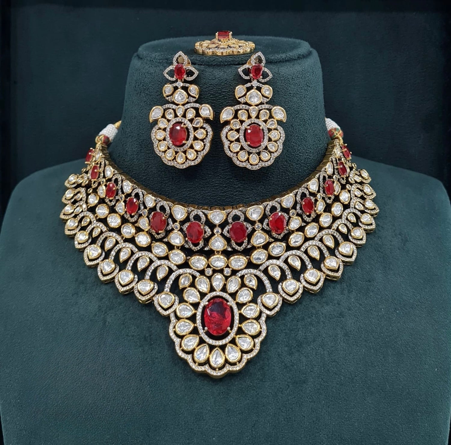 Victorian Kundan Necklace 08413 - Krishna's Sweta Jewellery