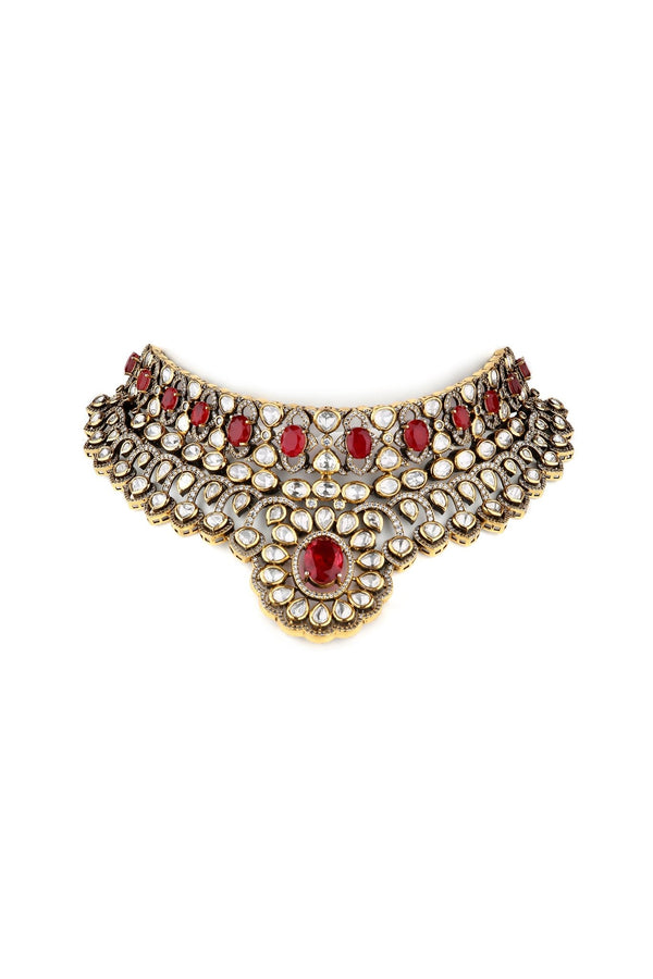 Victorian Kundan Necklace 08413 - KRISHNA'S SWETA JEWELLERY