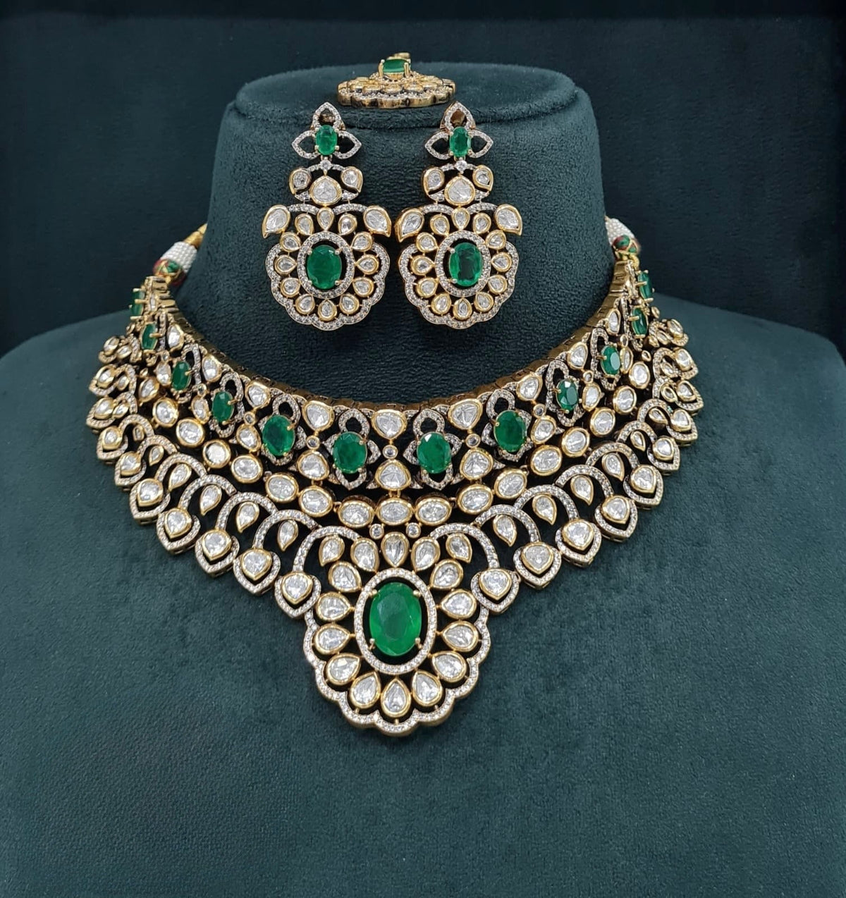 Victorian Kundan Necklace 08413 - Krishna's Sweta Jewellery