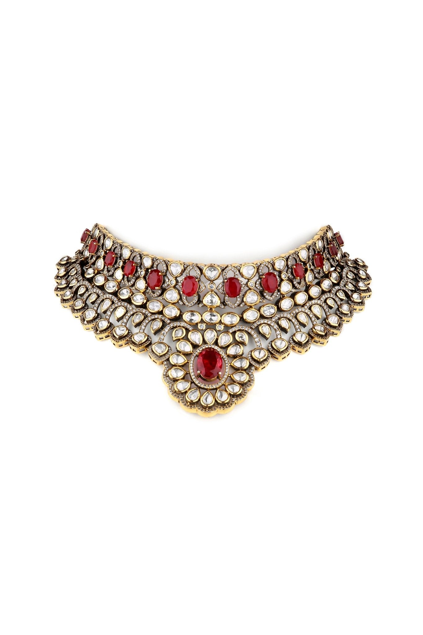 Victorian Kundan Necklace 08413 - Krishna's Sweta Jewellery
