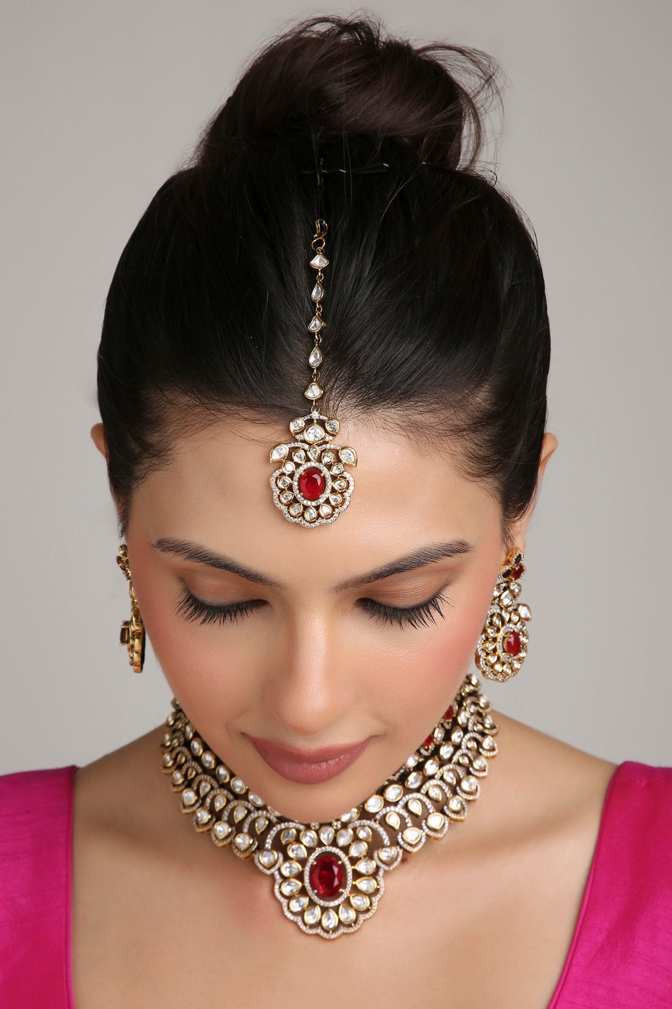 Victorian Kundan Necklace 08413 - Krishna's Sweta Jewellery