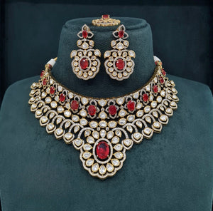 Victorian Kundan Necklace 08413 - KRISHNA'S SWETA JEWELLERY