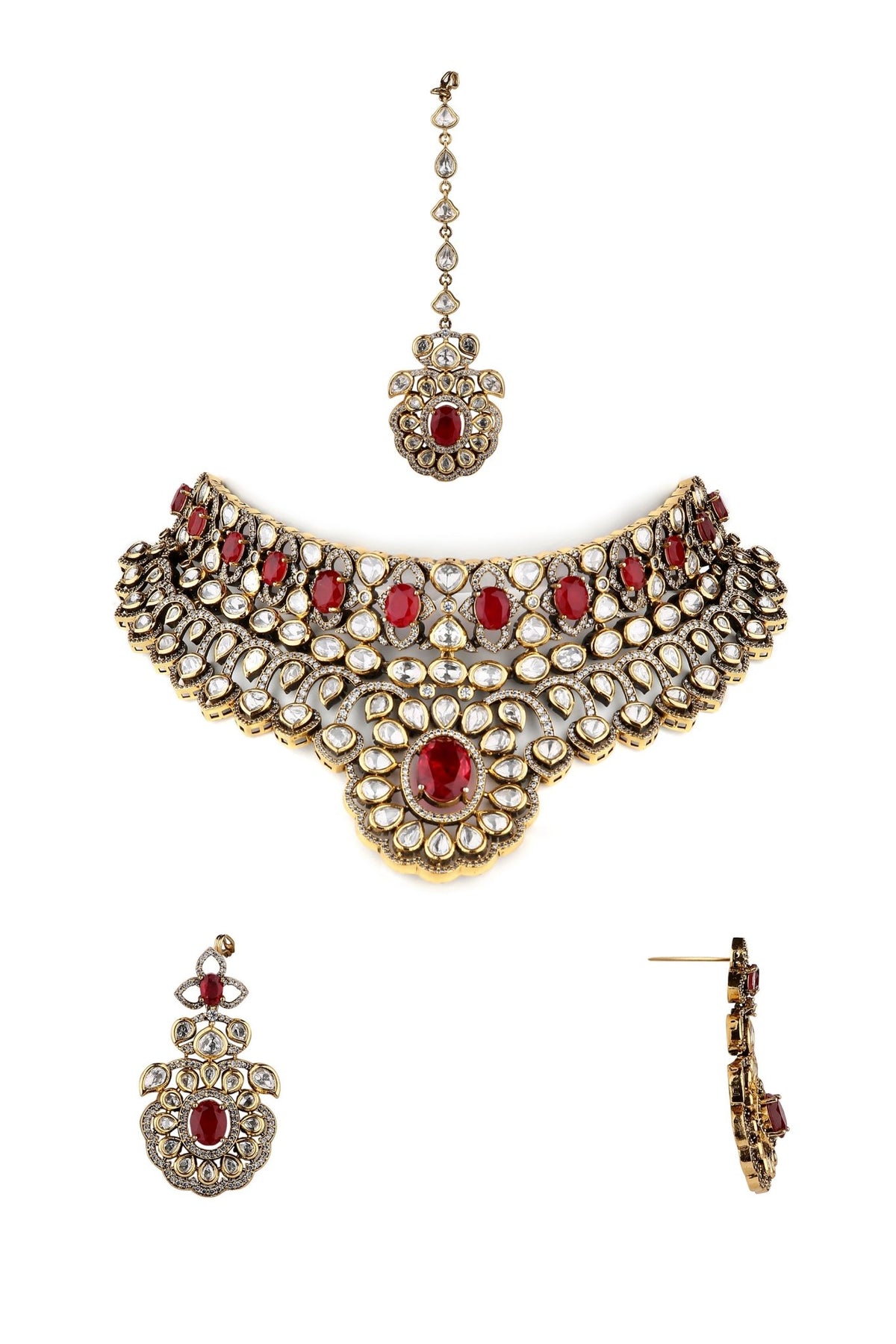 Victorian Kundan Necklace 08413 - Krishna's Sweta Jewellery