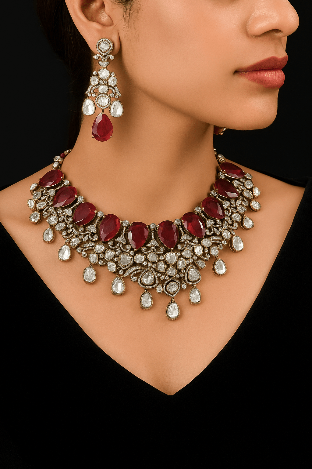 Victorian Necklace 03886 - KRISHNA'S SWETA JEWELLERY