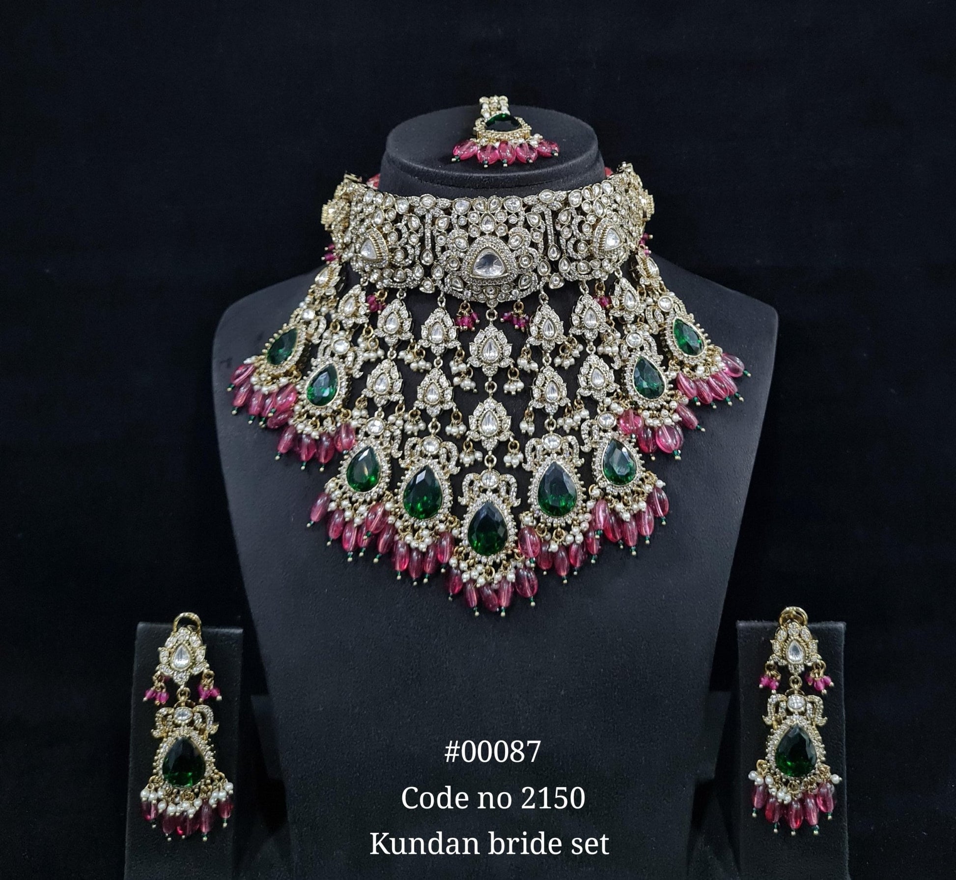 Victorian Polki Necklace Set 00087 - KRISHNA'S SWETA JEWELLERY