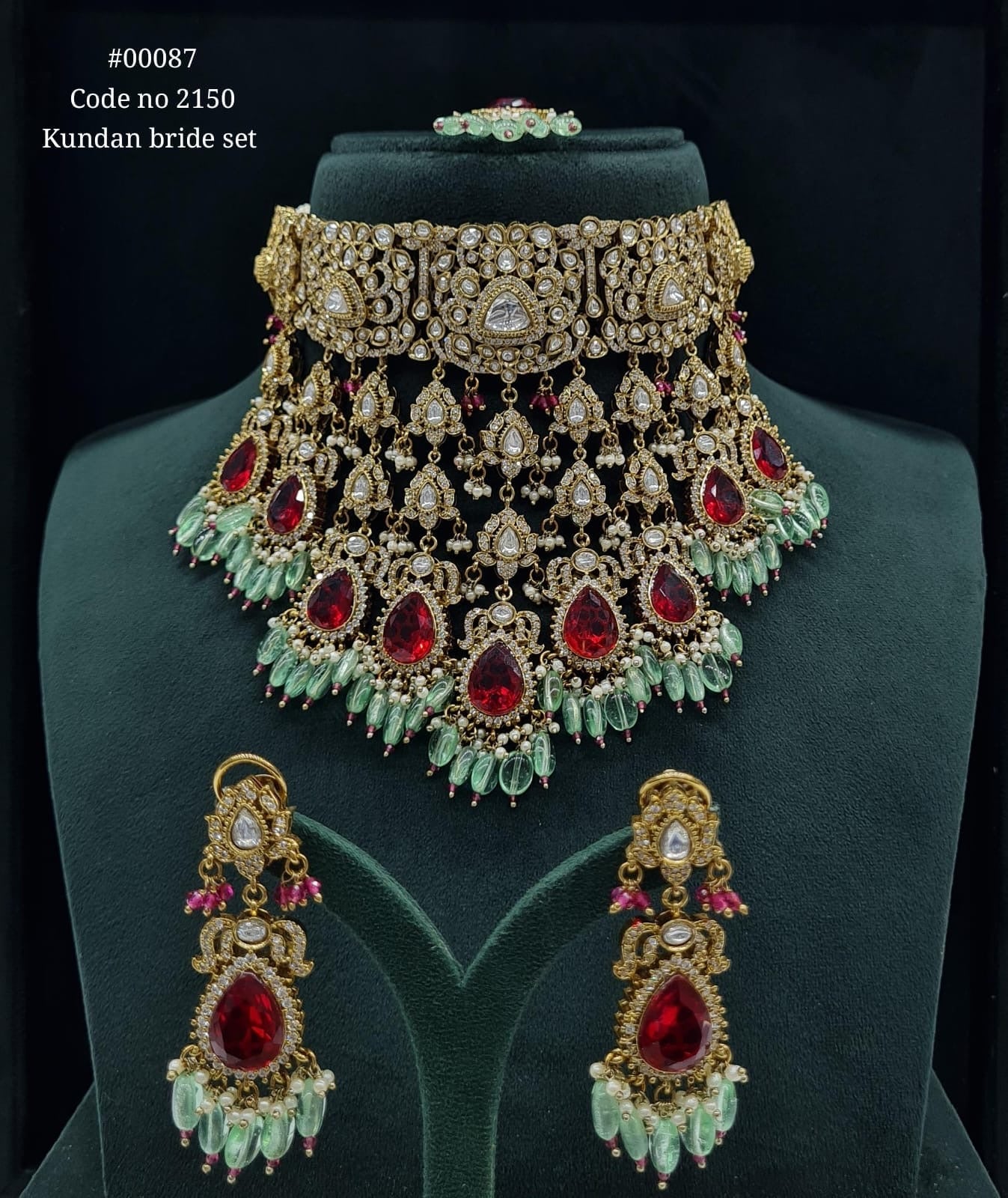 Victorian Polki Necklace Set 00087 - KRISHNA'S SWETA JEWELLERY