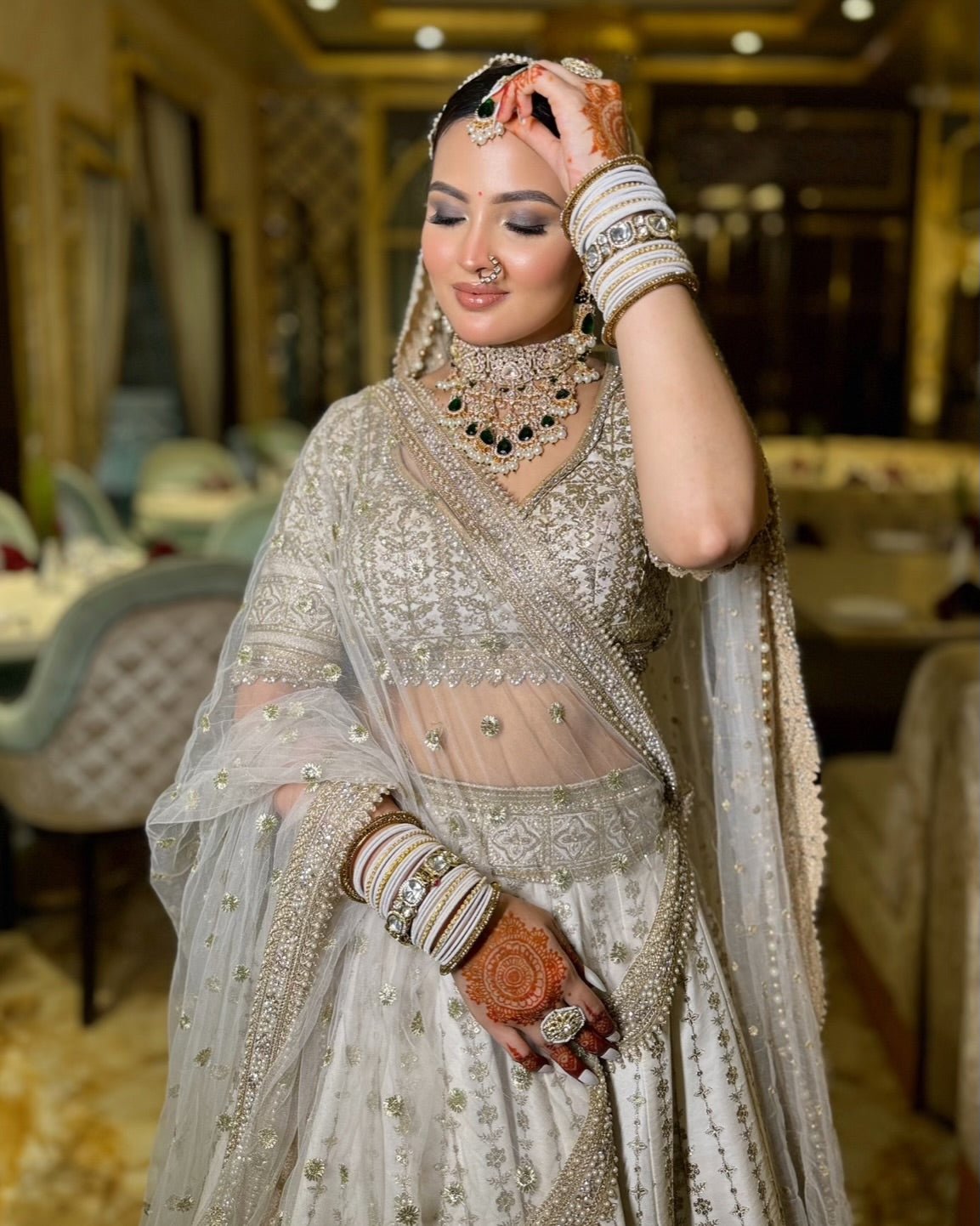 Victorian Polki Necklace Set 00087 - KRISHNA'S SWETA JEWELLERY