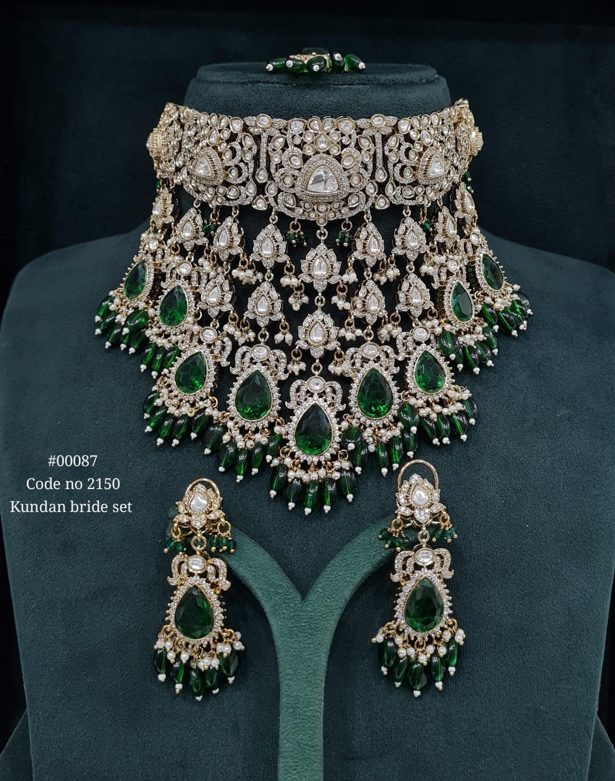 Victorian Polki Necklace Set 00087 - KRISHNA'S SWETA JEWELLERY