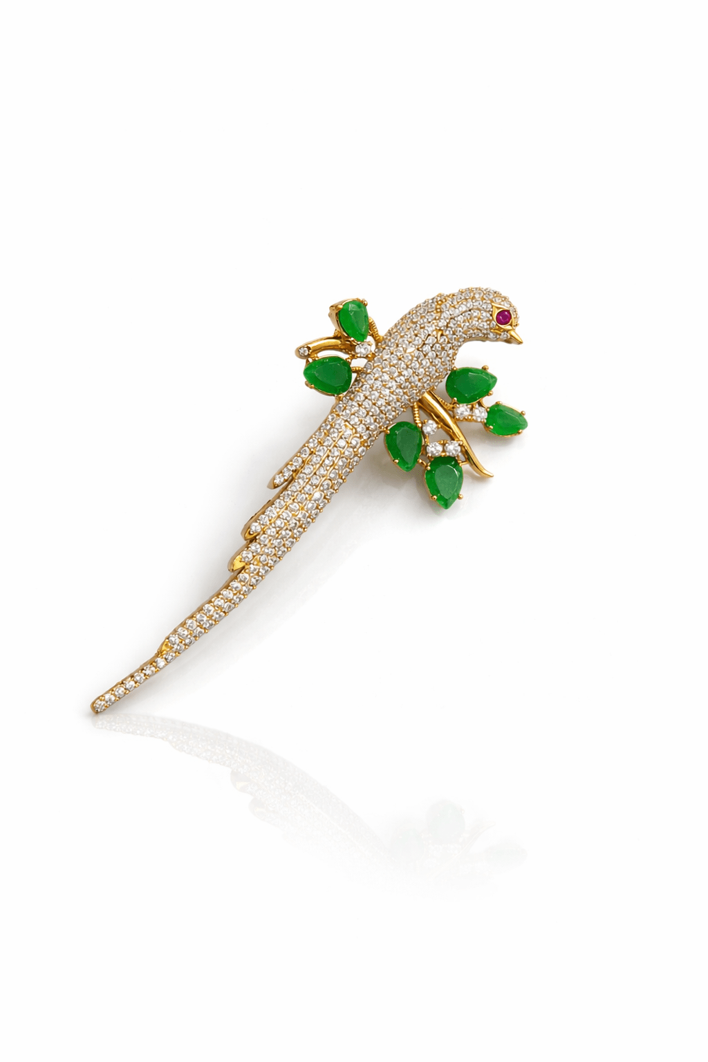 Willow Parrot Brooch 08700 - KRISHNA'S SWETA JEWELLERY