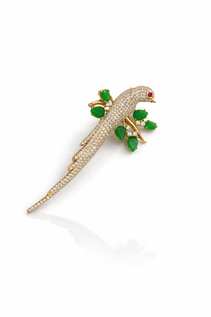 Willow Parrot Brooch 08700 - KRISHNA'S SWETA JEWELLERY