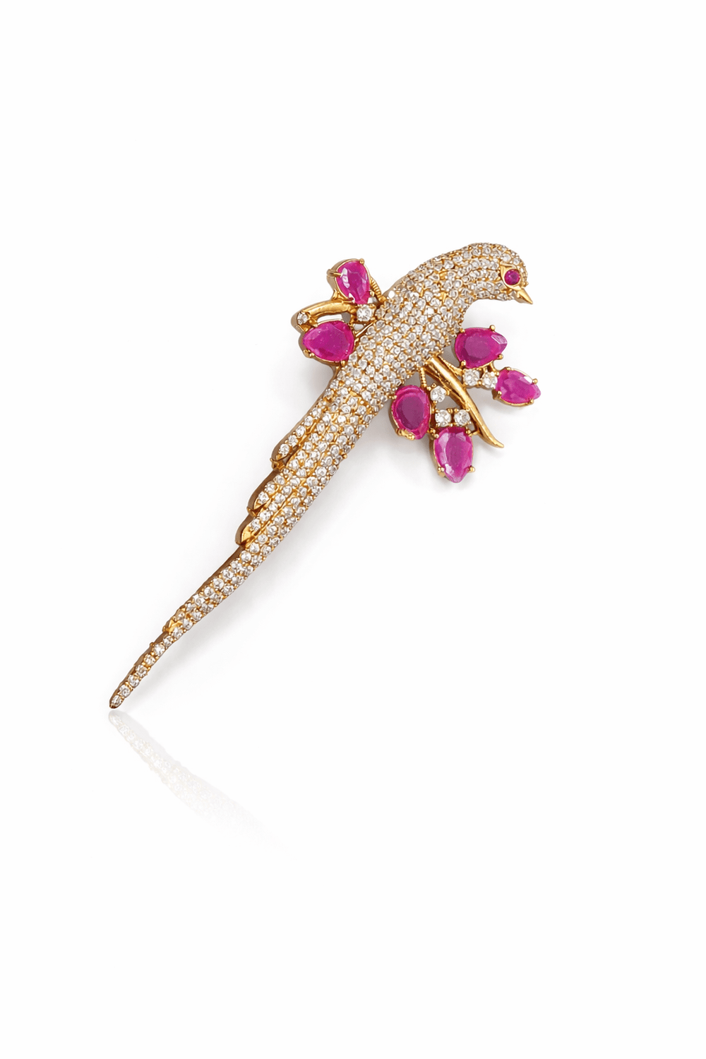 Willow Parrot Brooch 08700 - KRISHNA'S SWETA JEWELLERY
