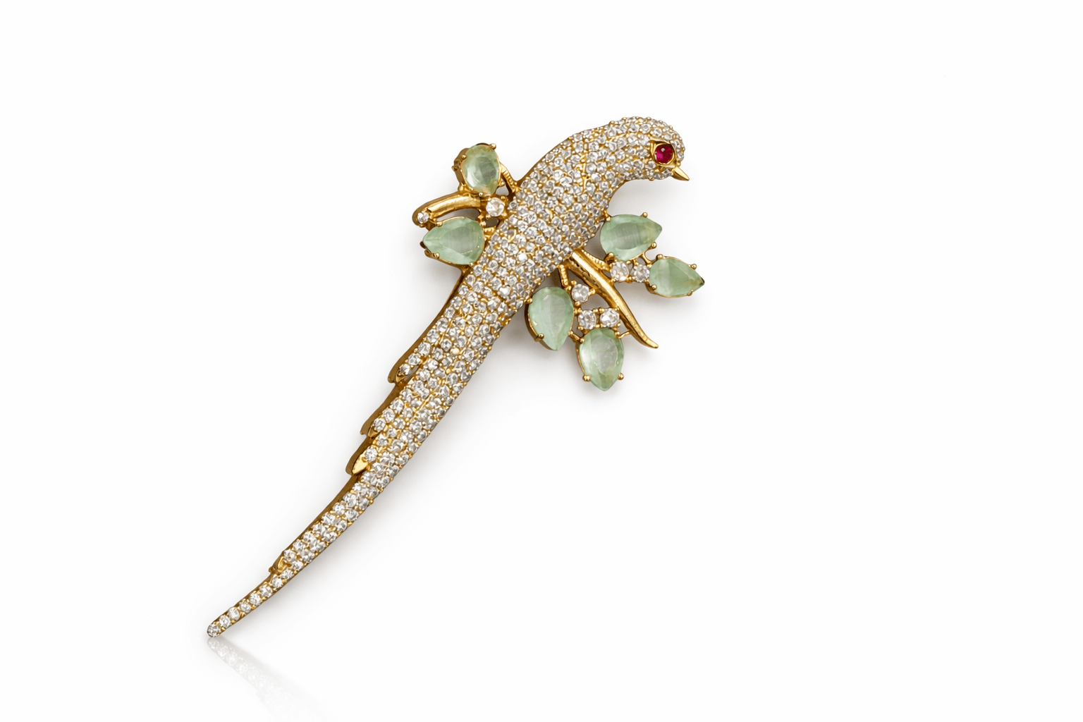 Willow Parrot Brooch 08700 - KRISHNA'S SWETA JEWELLERY